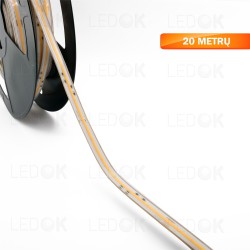 20 metrų hermetiška LED juosta 10W/m 3000K (šilta balta) 220V COB 432LED/m - LEDOK.lt