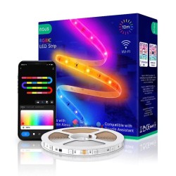 Skaitmeninės LED juostos komplektas su Wi-Fi valdikliu ir maitinimo šaltiniu, RGB IC, 10m, 36W, TUYA / Smart Life, NOUS - LEDOK.