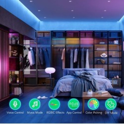 Skaitmeninės LED juostos komplektas su Wi-Fi valdikliu ir maitinimo šaltiniu, RGB IC, 10m, 36W, TUYA / Smart Life, NOUS - LEDOK.