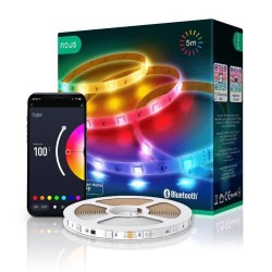 LED juostos komplektas su Bluetooth valdikliu ir maitinimo šaltiniu, RGB, 5m, 24W, TUYA / Smart Life, NOUS - LEDOK.lt