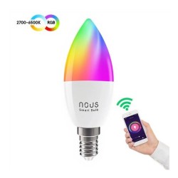 Lemputė LED E14, 230V, 4,5W, 380lm, 2700K - 6500K, RGB, išmanioji Wi-Fi, valdoma programėle, TUYA / Smart Life, P4, NOUS - LEDOK