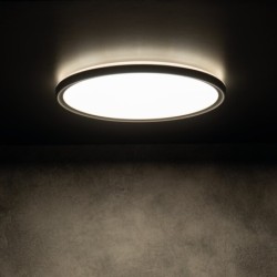 Lubinis šviestuvas AZPO LED 22W NW O-B SMD 230V 4000K 80Ra IP54 (Neutrali balta) Plastikas Juoda