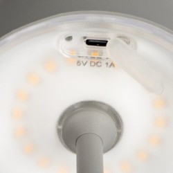 Stalinis šviestuvas INITA LED IP54 GR SMD 1,2W 3,7 DC 18650 ACCU 3000K 165lm Metalas Aliuminio lydinys Pilka