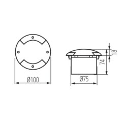 Grindinio šviestuvas ROGER DL-2LED6 1W 230V IP66 Plienas (Pilka)