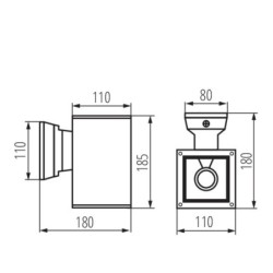 Sieninis lauko šviestuvas LART EL-160-GR GLS-CFL E27 230V IP54 Aliuminio lydinys Stiklas Antracito pilka