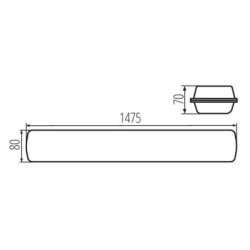 LED linijinis šviestuvas MAH MAX 48W 15 NW RYF 230V 4000K 7680lm IP65 (Neutrali balta) PC Pilka
