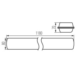 LED linijinis šviestuvas MAH HI 26W NW RYF 230V 4000K 3900lm IP65 (Neutrali balta) PC Pilka