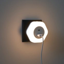 Naktinis šviestuvas jungiamas į kištukinį lizdą BOLA LED 2xUSB WW W 0,22W 220V 3000K USB-A ir USB-C (šilta balta) Balta