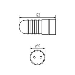 Kištukinis lizdas laidui GRIP GP/S IP44 16A 230V (juoda)