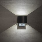 Sieninis lauko šviestuvas REKA PIR EL 7W-O-GR 4000K grafito IP54 su PIR judesio davikliu