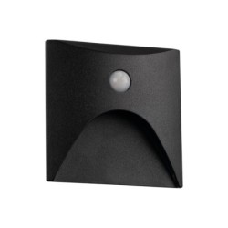 Sieninis šviestuvas EXIN LED PIR L B-NW 2,5W 4000K Aliuminio lydinys juoda IP65 su PIR judesio davikliu