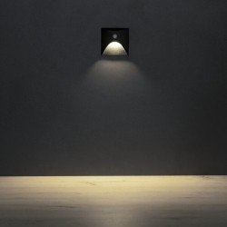 Sieninis šviestuvas EXIN LED PIR L B-NW 2,5W 4000K Aliuminio lydinys juoda IP65 su PIR judesio davikliu
