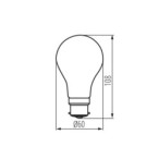 Pritemdoma LED lemputė XLEDIM B22 A60 12W CW 6500K 230V 1521lm 15000h Stiklas (Šalta balta)