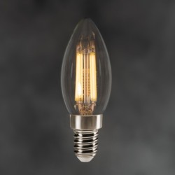 Pritemdoma LED lemputė XLEDIM E14 C35 5,9W WW 2700K 230V 806lm 15000h Stiklas (Šilta balta)