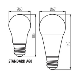 LED lemputė IQ-LED A67 N 19W NW 4000K E27 230V 2452lm 15000h Plastikas (Neutrali balta)