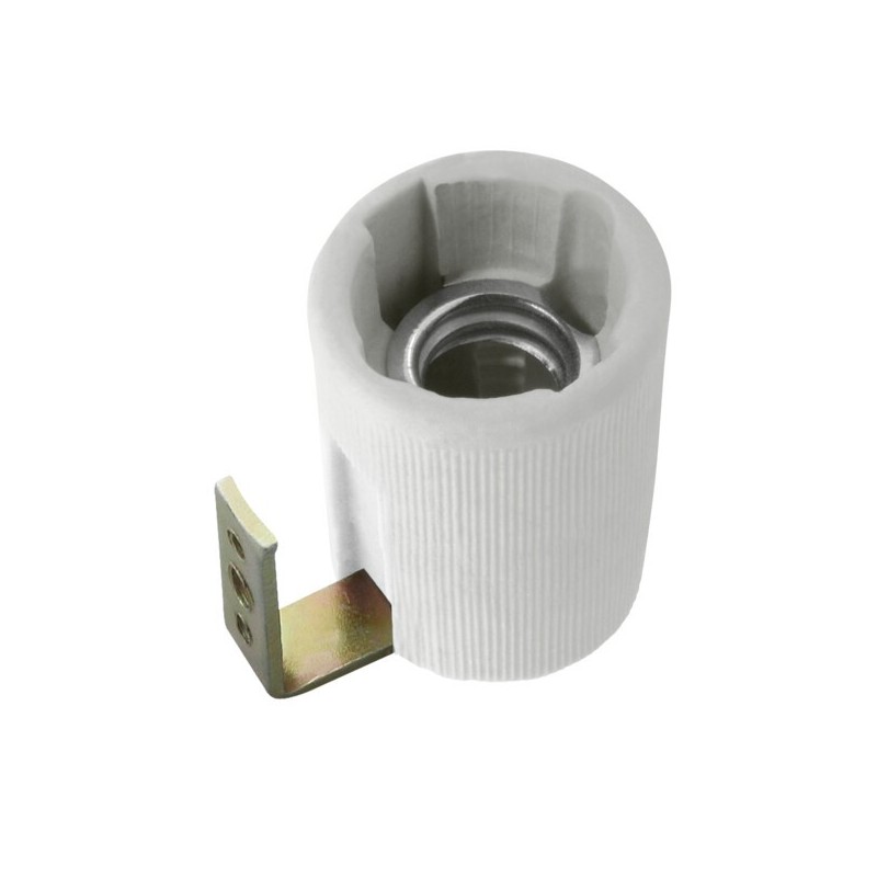 LED lemputės lizdas su laikikliu HLDR-E14-F K E14 Keramika pilka
