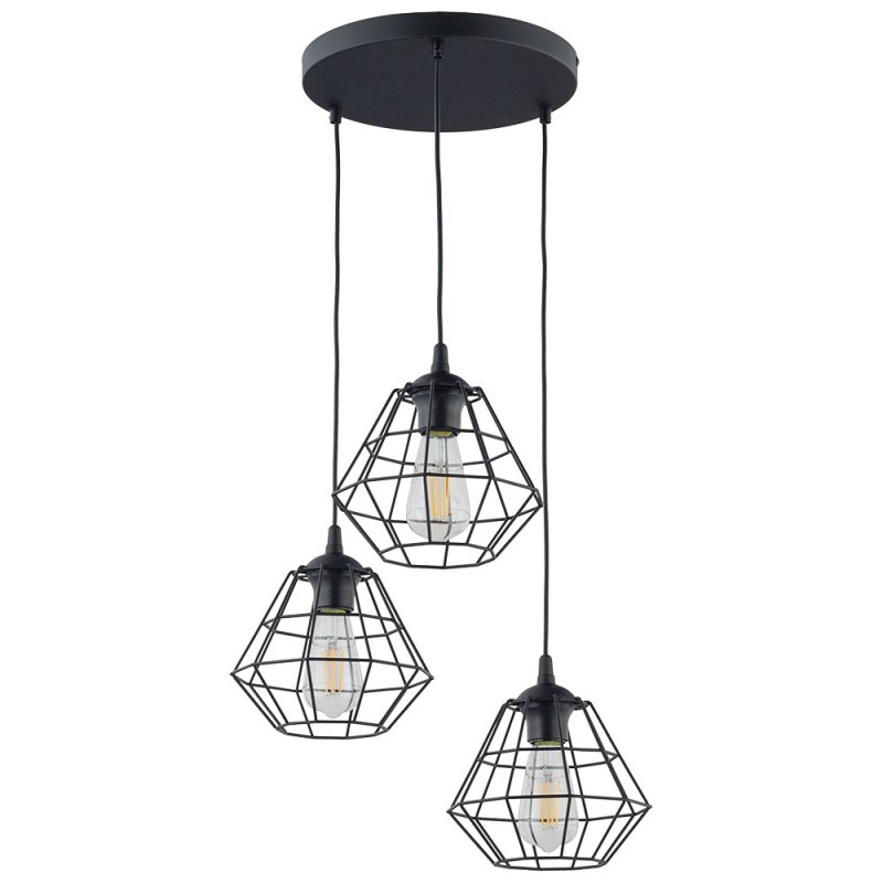 Pakabinamas šviestuvas DIAMOND 3xE27 JUODA
