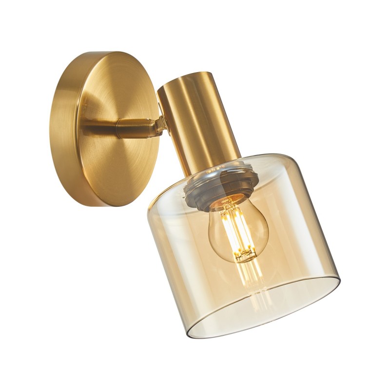 Sieninis šviestuvas Santia 1xE27 Žalvario (WL-65342-1 BRO+AMBER)
