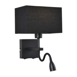Sieninis šviestuvas Norte LED integruota ir E27 63W 3000K Matinė Juoda (WL-1122-2-BL-BM-RC-BL)