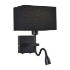 Sieninis šviestuvas Norte LED integruota ir E27 63W 3000K Matinė Juoda (WL-1122-2-BL-BM-RC-BL)