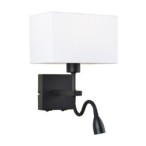 Sieninis šviestuvas Norte LED integruota ir E27 63W 3000K Matinė Juoda (WL-1122-2-BL-BM-RC-WH)