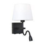 Sieninis šviestuvas Norte LED integruota ir E27 63W 3000K Matinė Juoda (WL-1122-2-BL-BM-RO-WH)