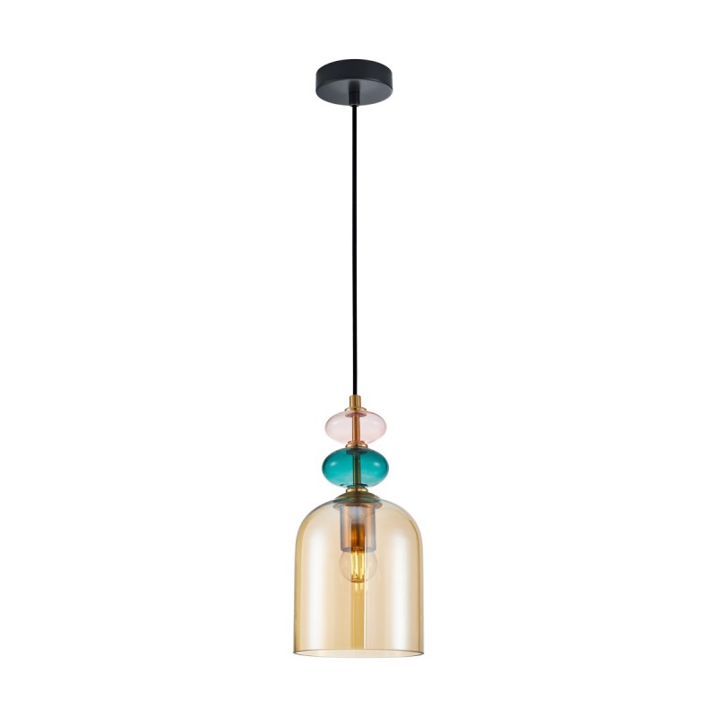 Pakabinamas šviestuvas Busco 1xE27 Aukso Juoda (PND-30263-1B-BRO-AMB)