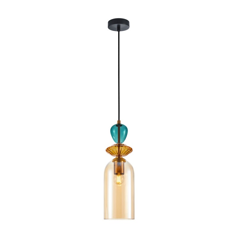Pakabinamas šviestuvas Busco 1xE27 Aukso Juoda (PND-30263-1C-BRO-AMB)