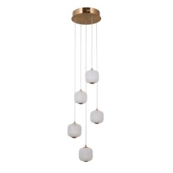 Pakabinamas šviestuvas Ganti LED 12W 3000K Aukso (PND-34362-5-HBR-OPAL)