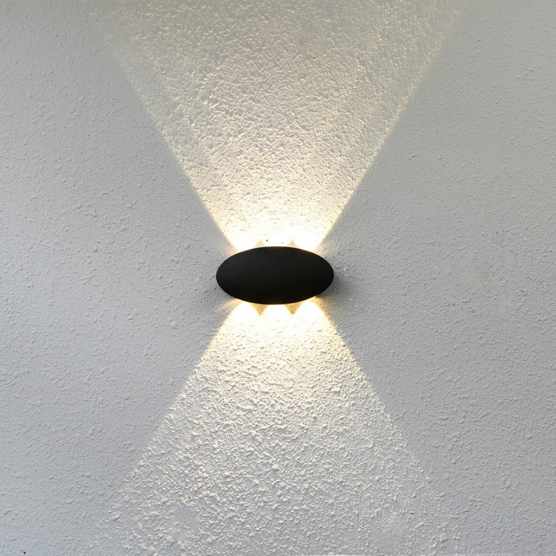 Sieninis lauko šviestuvas Pontas LED 6W 3000K Juoda Smėlio Šlifuota (OWL-55034-BK)