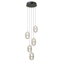 Pakabinamas šviestuvas Alani LED 28W 3000K Matinė juoda, aukso (PND-34375-5-BK)