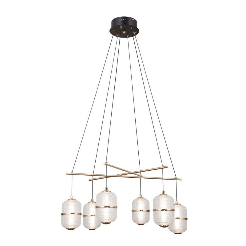 Pakabinamas šviestuvas Alani LED 32W 3000K Matinė juoda, aukso (PND-34375-6-BK)