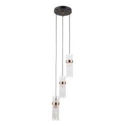 Pakabinamas šviestuvas Taraso 3xE14 Matinė juoda, aukso (PND-40760-3-BK-HBR)