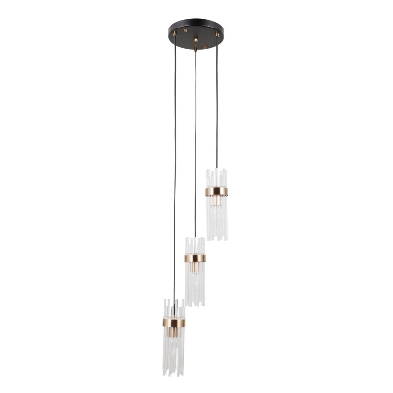 Pakabinamas šviestuvas Taraso 3xE14 Matinė juoda, aukso (PND-40760-3-BK-HBR)