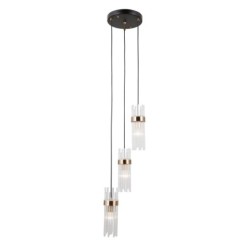 Pakabinamas šviestuvas Taraso 3xE14 Matinė juoda, aukso (PND-40760-3-BK-HBR)