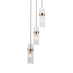 Pakabinamas šviestuvas Taraso 3xE14 Matinė juoda, aukso (PND-40760-3-BK-HBR)