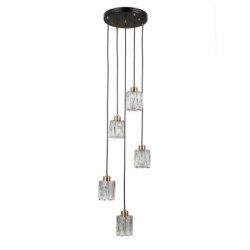 Pakabinamas šviestuvas Torno 5xE14 Matinė juoda, aukso (PND-40813-5R-BK-HBR)