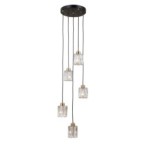 Pakabinamas šviestuvas Torno 5xE14 Matinė juoda, aukso (PND-40813-5R-BK-HBR)