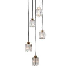 Pakabinamas šviestuvas Torno 5xE14 Matinė juoda, aukso (PND-40813-5R-BK-HBR)