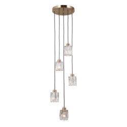 Pakabinamas šviestuvas Torno 5xE14 Aukso (PND-40813-5R-HBR)