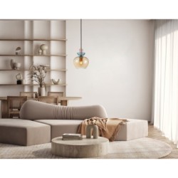 Pakabinamas šviestuvas Fanda 1xE27 Aukso (PND-31882-1-GD-AMB)