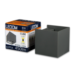 Sieninis lauko šviestuvas CUBE LED 2x3W 3000K IP54 PILKAS Šilta balta