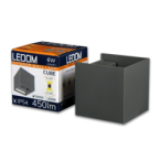 Sieninis lauko šviestuvas CUBE LED 2x3W 3000K IP54 PILKAS Šilta balta