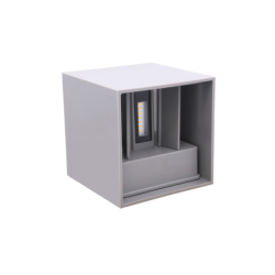 Sieninis lauko šviestuvas CUBE LED 2x3W 3000K IP54 PILKAS Šilta balta