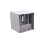 Sieninis lauko šviestuvas CUBE LED 2x3W 3000K IP54 PILKAS Šilta balta