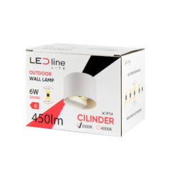 Sieninis lauko šviestuvas CILINDER LED 2x3W 3000K IP54 BALTAS Šilta balta