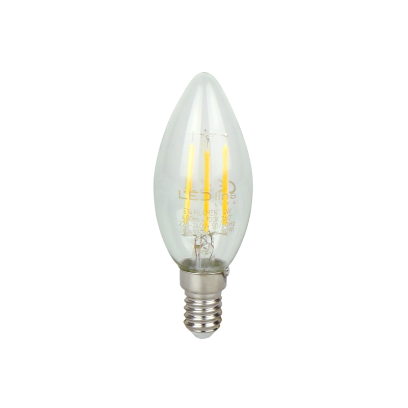 LED lemputė E14 4W 2700K 480lm 220-240V FILAMENT C35 CANDLE Šilta balta
