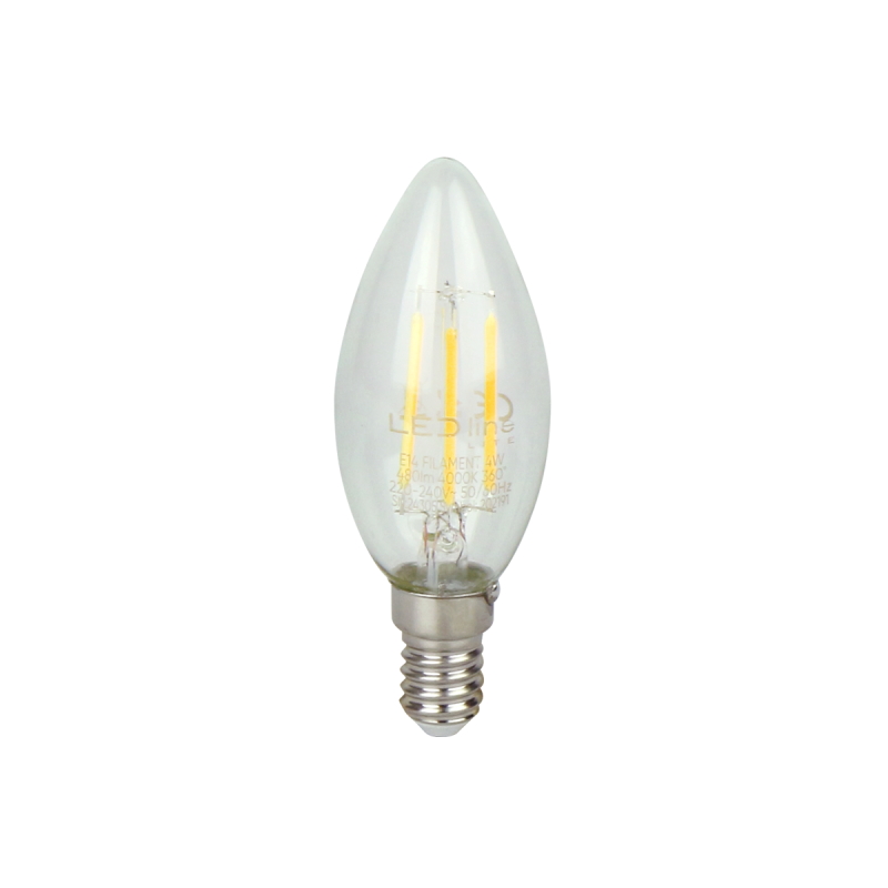 LED lemputė E14 4W 4000K 480lm 220-240V FILAMENT C35 CANDLE Neutrali balta