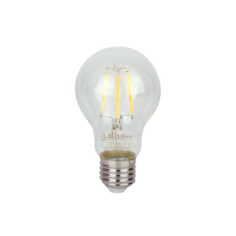 LED lemputė E27 4W 4000K 480lm 220-240V FILAMENT A60 GLOBE Neutrali balta