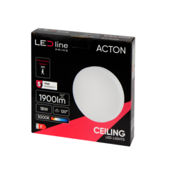 LED lubinis šviestuvas PRIME ACTON 18W 1900lm 3000K IP54 apvalus motion sensor Šilta balta